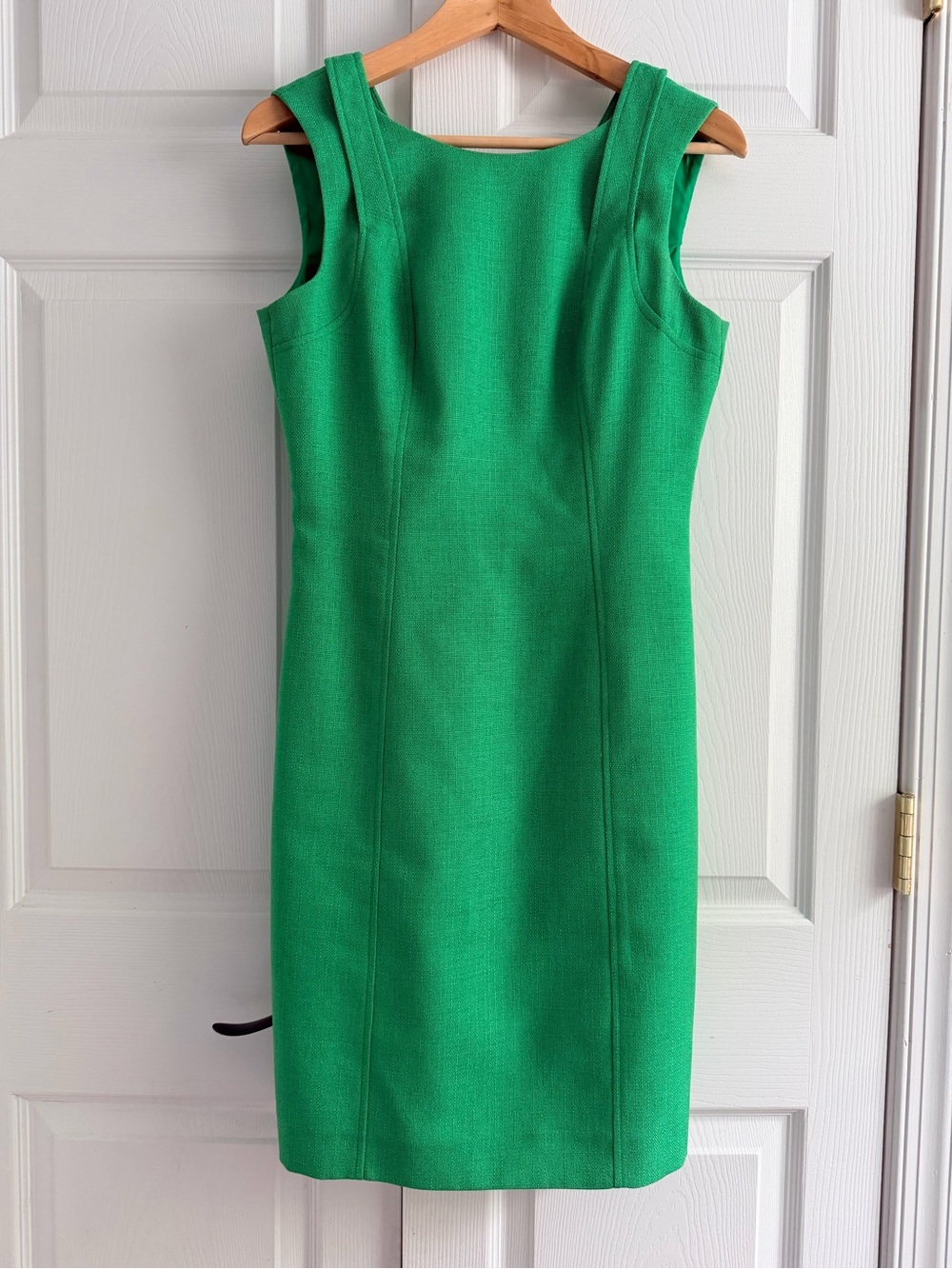 David Meister Kelly Green Sheath Dress Size 4 Career Office Cocktail Wedding